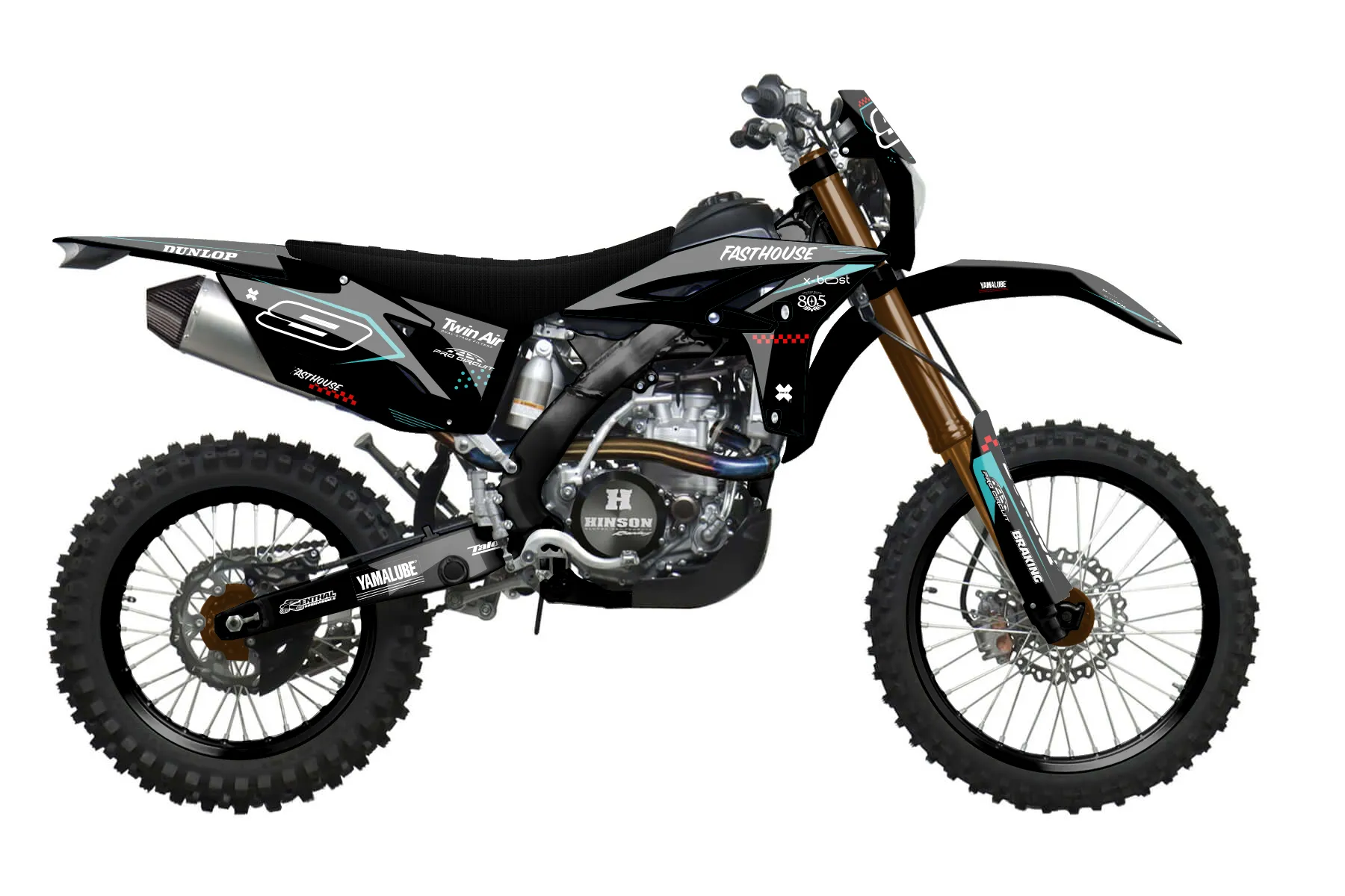 wr450f Camo Black Teal Custom — Сбоку