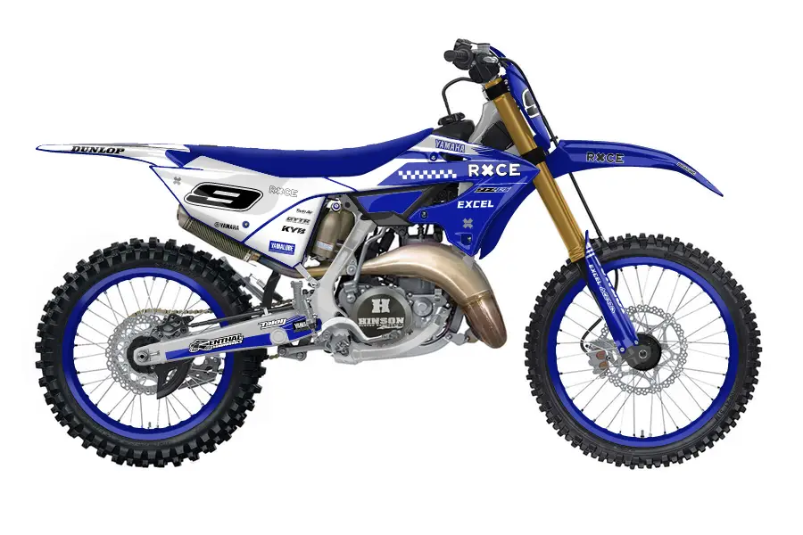 YZ125X design 1 white and blue